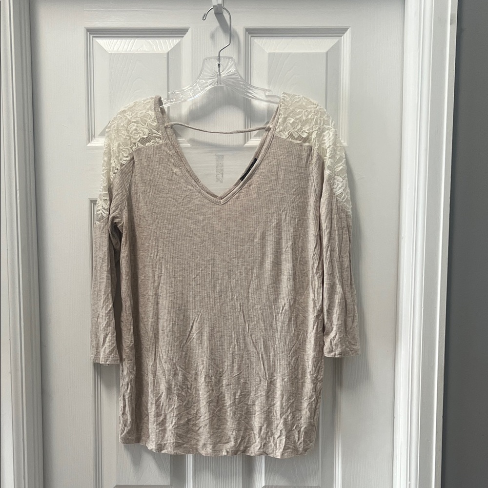 Elegant Beige Lace Women's Top
